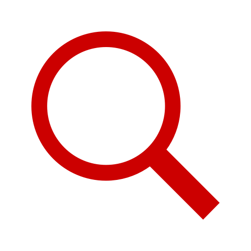 loupe et icone de recherche de couleur rouge